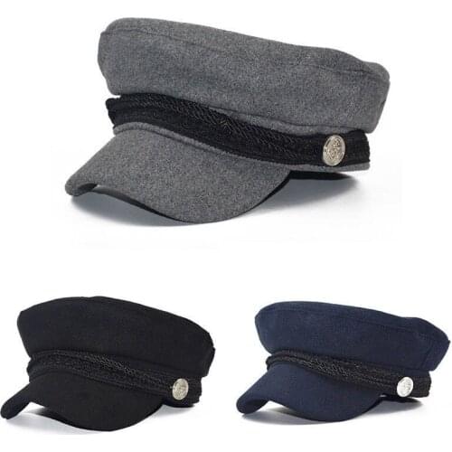 New Winter Wool Octagonal Hats For Women Flat Military Baseball Cap Ladies Solid Caps Women Casual Berets Hat gorra militar