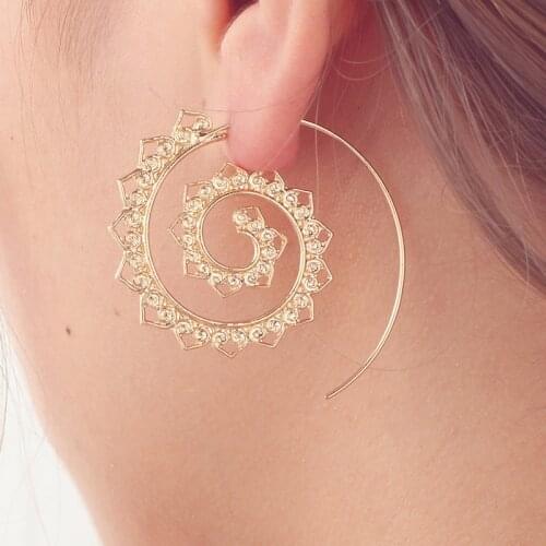 New Fashion Retro Oval Spiral Earrings Exaggerated Swirl Gear Shaped Heart Earrings Wedding Party Hip Hop Jewelry Gift