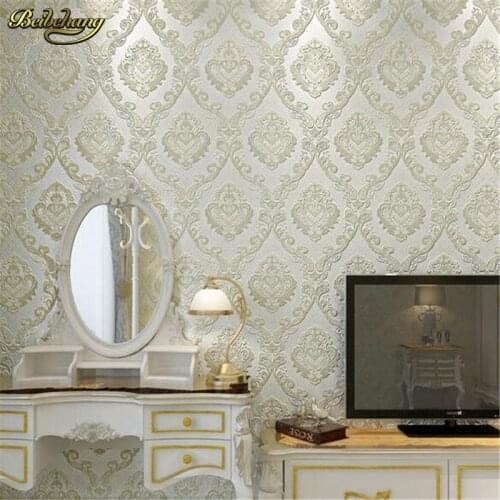 Beibehang Damascus wallpaper 3D stereoscopic relief retro deep embossed non woven fabric living room bedroom background