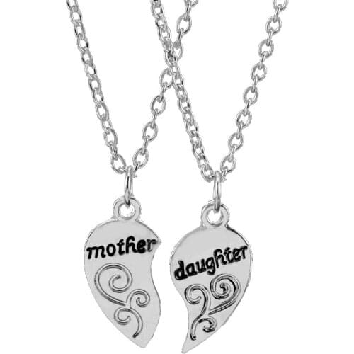 Mother Daughter Letters Necklace Heart Charm Necklaces Pendants for Women Girls Jewellery link chain Choker