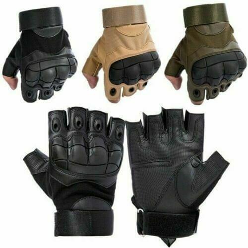 Mens Military Tactical Hard Knuckle Half Finger Gloves Army Combat Hunting Shooting Airsoft Paintball Police Duty - Fingerless