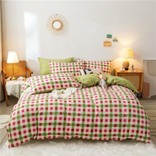 Color Grid Pattern Duvet Cover 135x200 Pillowcase 3Pcs,175x220 Quilt Cover, Double Queen King Size
