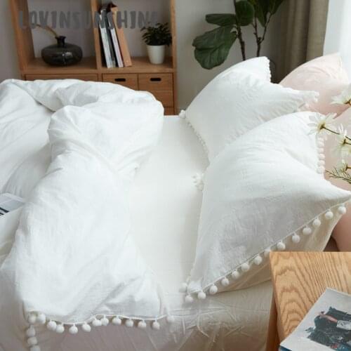 LOVINSUNSHINE Bed Duvet Cover Bed Clothes Wish Pure White Washed Balls Single Bedding Set AB#90