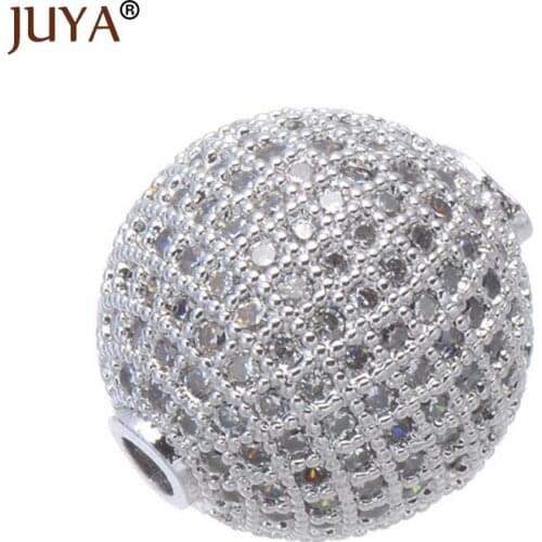 Luxury Fashion Design Top Quality Copper Metal Inlay AAA Austrian Cubic Zirconia Stone 13mm Round Ball Beads For Jewelry Making
