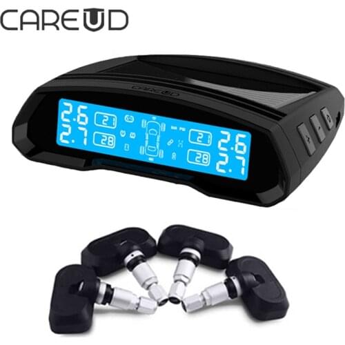 CARUED TPMS U802 Tire Pressure Monitoring System Support Bar/PSI 4 PCS Built-In Sensors Car Electronics Long Battery Life Alarm