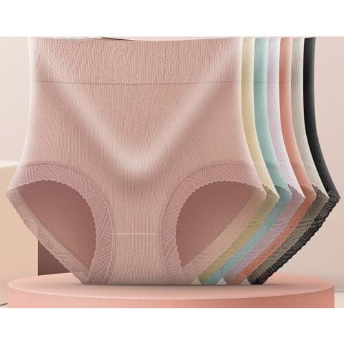 High Underwear Women Slimming Pantys Push Up Antibacterial Breathable Panties for Women High Waist Lace Patchwork Ropa Mujer