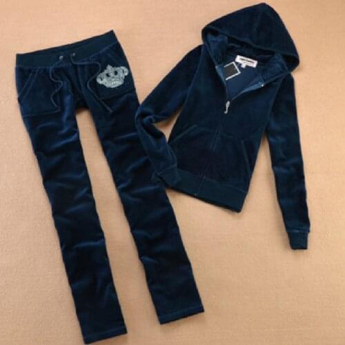 Spring Sprin 2021 Womens Brand Tracksuit Velvet Cloth Womens Suit Velor Tracksuit Sweatshirts & Pants size S-XXXL