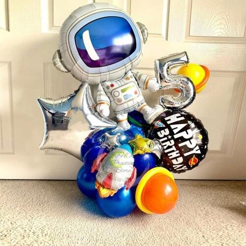24pcs Outer Space Theme Party Astronaut Balloon Number Rocket Foil Balloons Boy Birthday Party Decorations Kids Baby Shower Gift