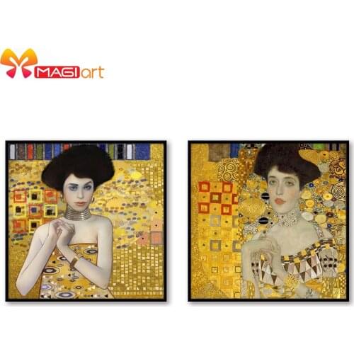 Cross stitch kits Embroidery needlework sets 11CT water soluble canvas patterns 14CT Woman in front of floral cloth -NCMP059