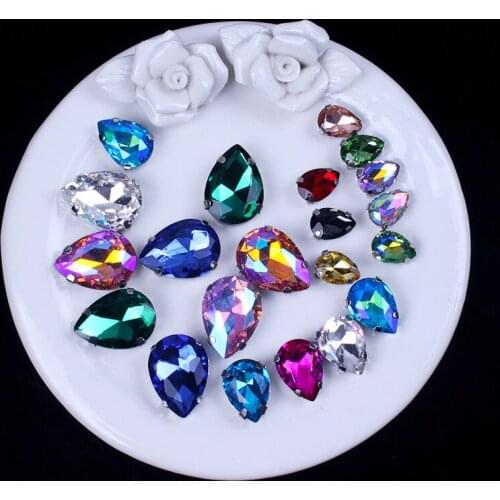 High-Quality Crystal Glass Stone Rhinestones For Clothing DIIY Sew On Rhinestones With Silver Claw Flatback With Wedding Dress Garment Decorations Accessories Ab Rhinestone Non Hotfix Craft Gems