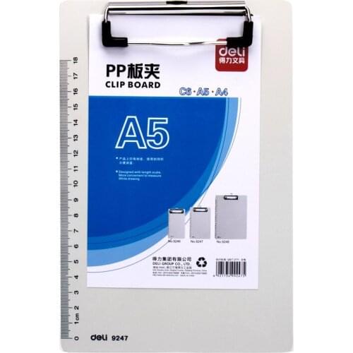 1pcs Deli 9247 Writing Pad Clip PP Material Writing Board A5 File Board Clip Wholesale