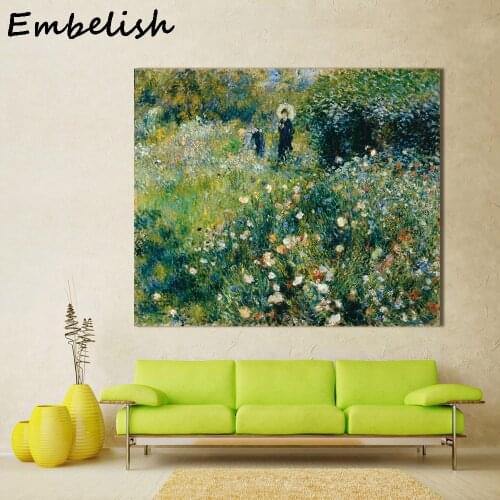 1 Pieces Impressionism Oil Painting Renoir Woman With A Parasol In A Garden Home Decor Wall Pictures For Living Room Canvas Art