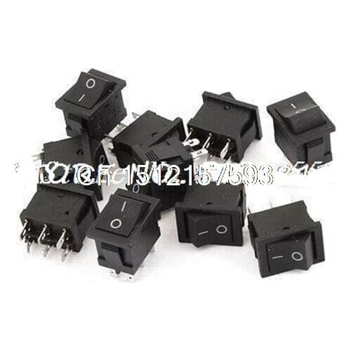 10 Pcs DPDT 6 Terminals Snap in Boat Rocker Switch Control AC 6A/250V 10A/125V