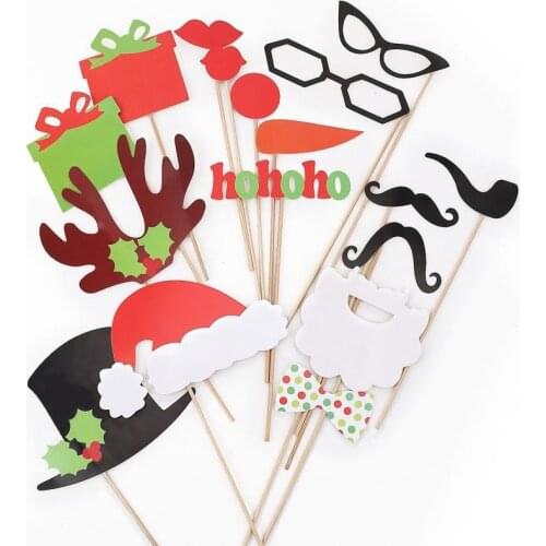 17Pcs/Set New Funny DIY Photo Booth Props Mustache Glasses Snowflake On A Stick Wedding Birthday Christmas Party Family