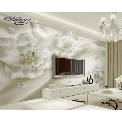 Beibehang Customize any size 3D living room 3 d wallpaper large white pearl flower picture wallpaper wallpaper home decoration