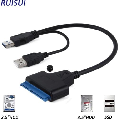 USB 3.0 to SATA III Cable for 2.5/3.5 Inch External SSD/HDD 7+15Pin SATA Converter Support 6TB for Computer Notebook PC Laptop