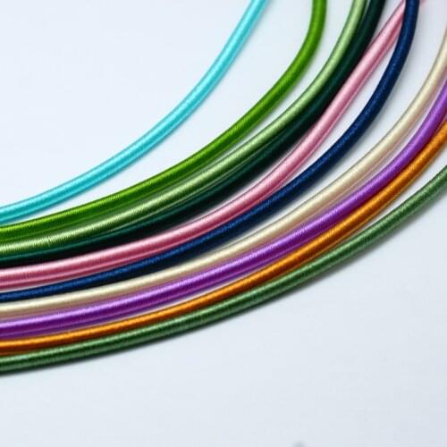 100 Strand Round Plastic Tube Cords for jewelry making Accessories, Covered with Silk Ribbon, Mixed Color, 450~480x4mm