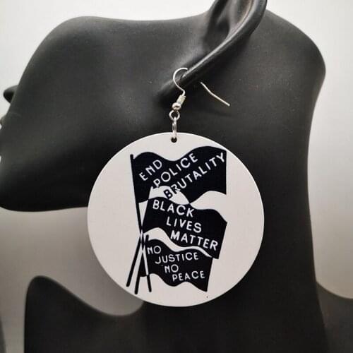 Free Shipping!Black Lives Matter wooden earrings