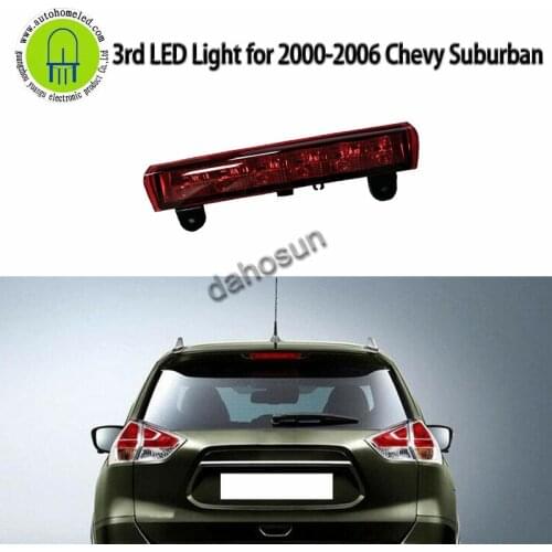 FOR CHEVY 00-06 SUBURBAN SMOKED HOUSING RED SHELL CLEAR LEN REAR THIRD 3RD TAIL BRAKE LED LIGHT LAMP