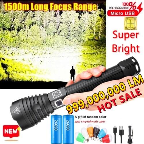 HOT SALE Outdoor Portable Strong XHP99 Flashlight USB Charging Highlight Mobile Power Long-range Flashlight Tactical Lights