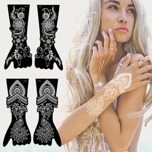 Indian Henna Rose Lace Flower Tattoo Stencil Women DIY Body Legs Arm Art Airbrush Painting Mandala Tattoo Stencil Template