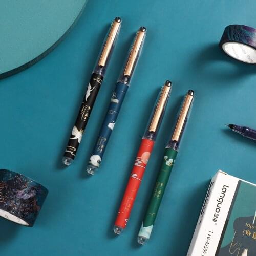 JIANWU 4pcs/set Chinese Style Series Gel Pen Set Creativity High Capacity 0.5mm Black Ink Press Smooth Writing School Supplies