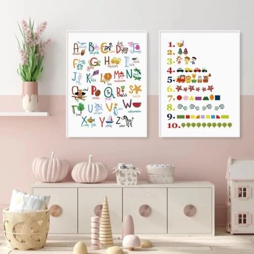 Childrens Room Enlightenment Canvas Painting 26 Letters Nursery Wall Picture for Living Room Decoration Digital Posters Prints
