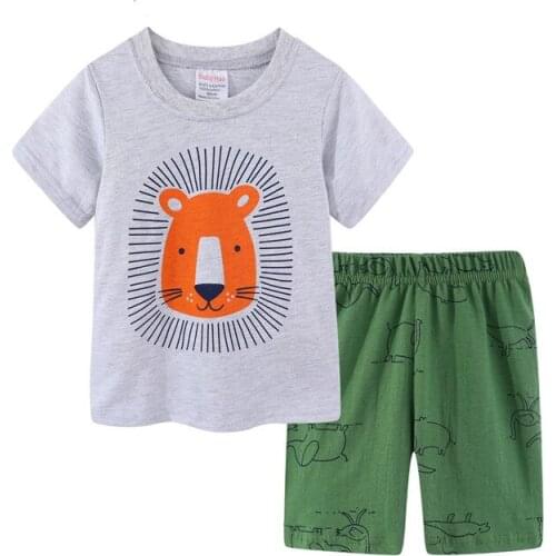 2020 Boys Clothes Lion Summer Outfits Children Clothing Sets Anilmal Print Vetement Garcon Enfant Suit Conjunto Infantil