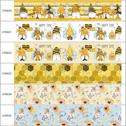 Animal Character Printed Bee Cartoon Grosgrain/Satin Ribbon 5 Yards for DIY Sewing & Hair Bow Accessories
