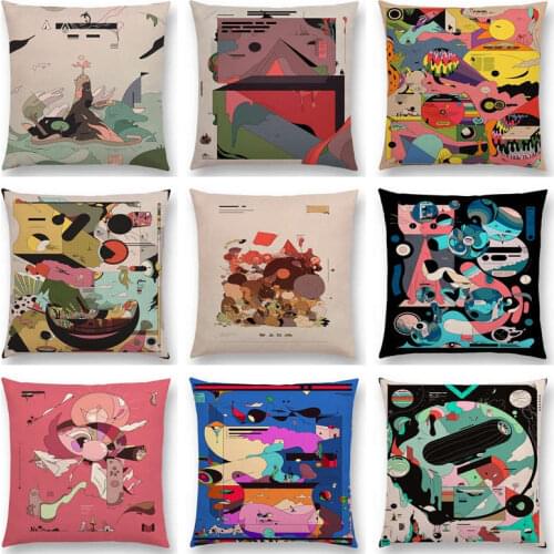Colorful Abstract Art Ancient Infographics Avocado Symphony Apocalypse Prints Beautiful Cushion Cover Sofa Throw Pillow Case
