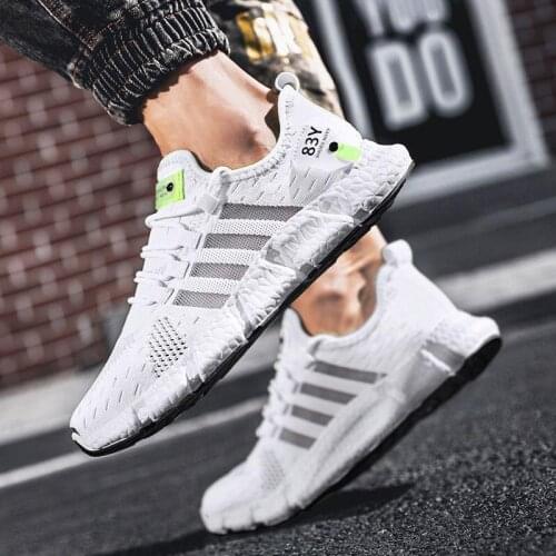Autumn Men Mesh Breathable Sneaker Lightweight Flat Outdoor Flying Woven Casual Sports Shoes Zapatillas Hombre