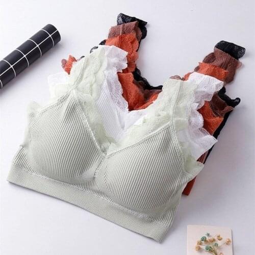 Lace-wrapped Sexy Underwear Women with Chest Pad Anti-glare Beauty Back Tube Top No Steel Ring Bra Camisole Women Sports Bras