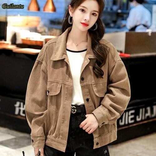 Guilantu Spring Autumn Vintage Denim Jacket Women Outerwear Single Breasted Pockets Harajuku Casual Streetwear Jeans Coat Female
