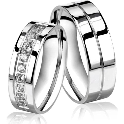 LUXUKISSKIDS Fashion Jewelry Zircon Brand New Steel Wedding Rings For Couple Women Men Bague Femme Engagement Ring anillo