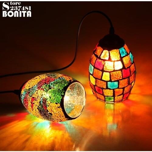 Small Size Bohemian Style Colorful Mosaic Glass Shell Pendant Light Cafe Restaurant lamp