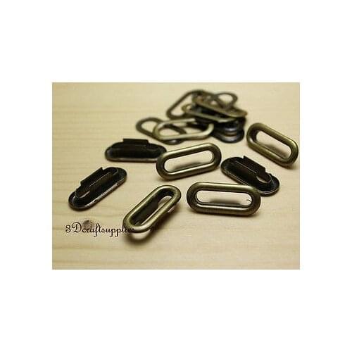 Eyelets metal with washer grommets Anti brass oval 40 sets 25 mm G82