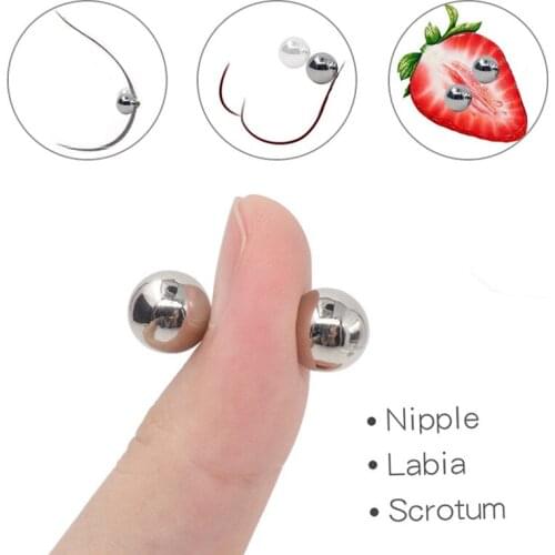 Metal Nipple Clips 2 Pairs Magnetic Orbs Adult Games Couple Sex Play Breast Clamp Scrotum Stimulator Sex Toys for Women Men Gay