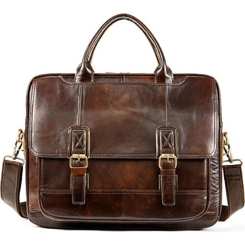 Multifunctional mens briefcase messenger bag Genuine leather mens Laptop bag horizontal cowhide business casual Totes handbag