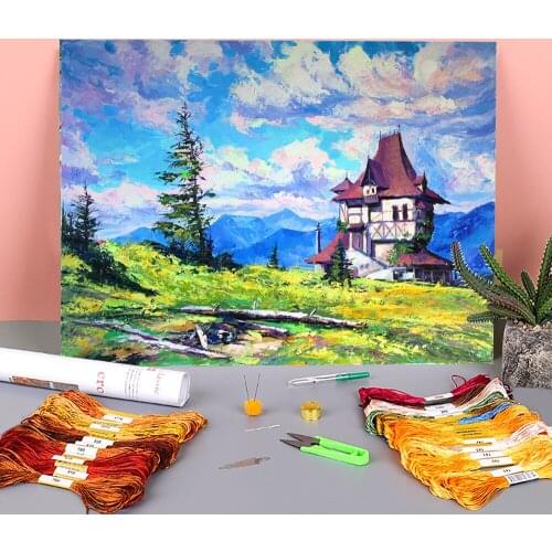 Landscape Untitled Printed 11CT Cross-Stitch Kit Embroidery DMC Threads Sewing Needlework Painting Handiwork Counted Needle