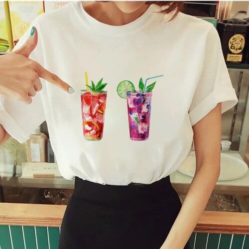 2021 New Arrivals T Shirts Women Watermelon Juice And Grape juice Printed Tshirt Tumblr Mujer Popular Clothing Drink Female