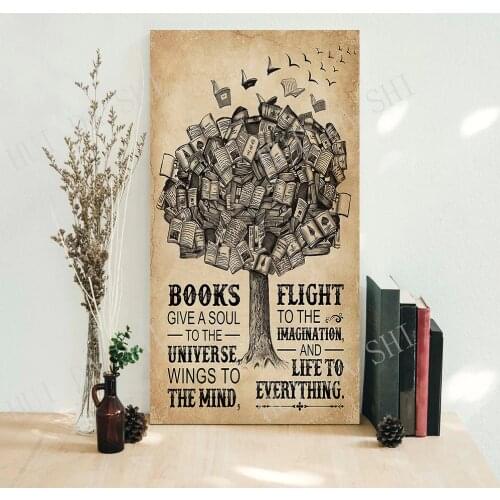 Books poster, Love Book Poster, Books Give a Soul to the Universe, Vintage Posters, Wall Decoration, book lover gift