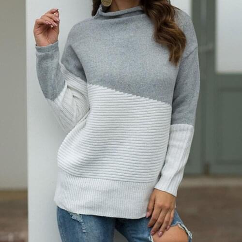 Skin-friendly Knitwear Color Block Half Turtleneck Sweater for Daily Wear