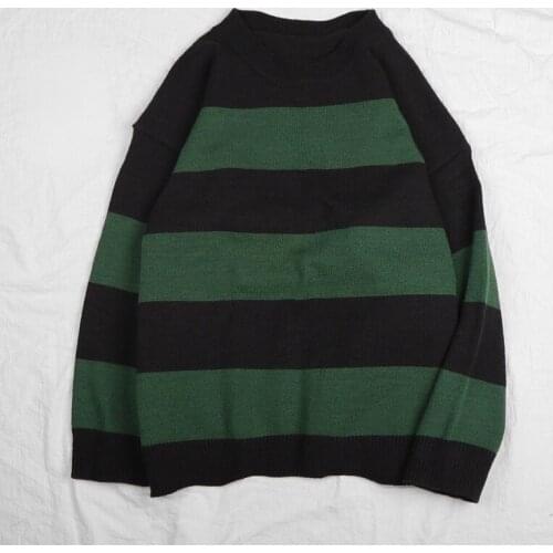 Women Striped Sweaters Casual Knitted Sweater Loose Chic Pullovers O Neck Women Jumper Vintage Long Sleeve Pull Femme 2021