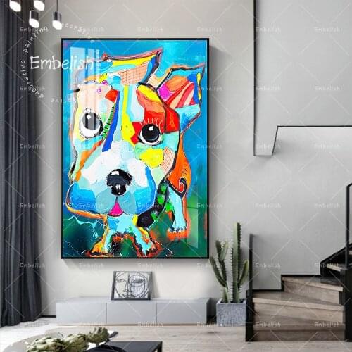 Embelish Watercolor Colorful Dog Animals Wall Art Pictures Graffiti Artworks For Living Room Modern Home Decor Canvas Paintings