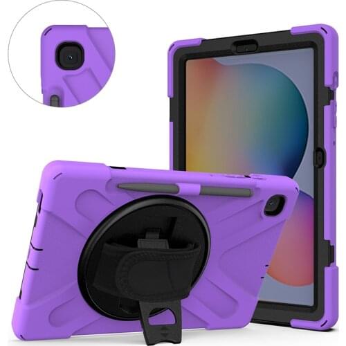 Drop Resistance Hard Cover with Rotating Hand Strap for Samsung Galaxy Tab S6 Lite Shockproof Cover P610 P615 Silicone Case