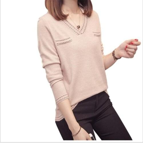 2018New Autumn Winter Women Sweater And Pullovers Female Short Knitted Tops Jumper Loose V-Neck Warm Sweater Loose Mujer Q980