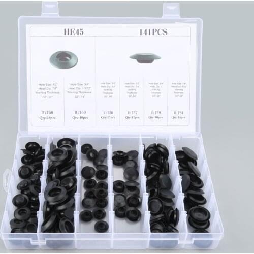 141Pcs 6Kinds Auto Car Plastic Flush Mount Hole Plugs Assortment Kit Body Sheet Metal Fastener Clip For Universal Cars