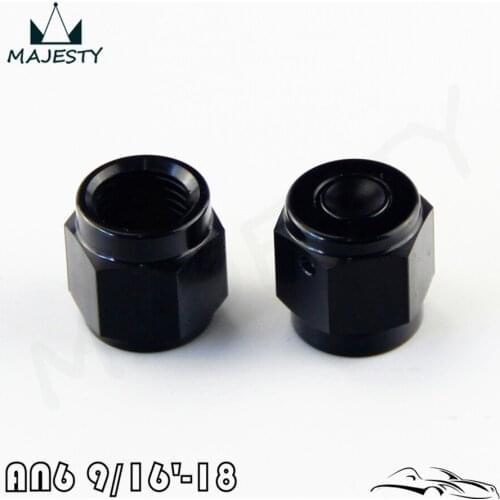 2PCS Aluminum 6-AN AN6 Adapter Female Flare End Cap / Plug / Tube Nut Fitting Black
