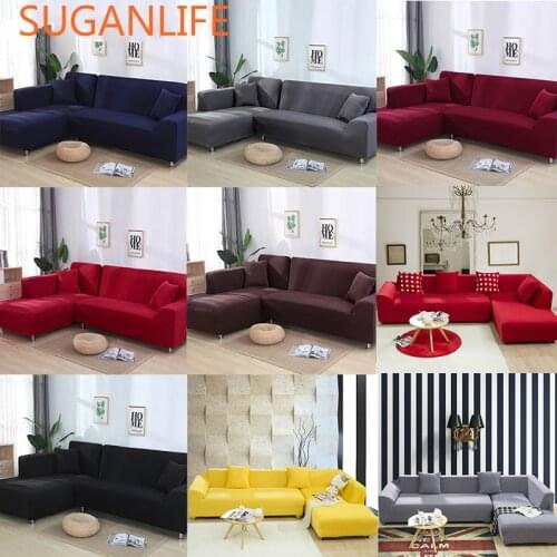 2 pcs Covers For L Shape Sofa Universal Stretch Fabric Solid Color Corner Couch Elastic Anti-ash Decor Resistant Sofa Slipcover