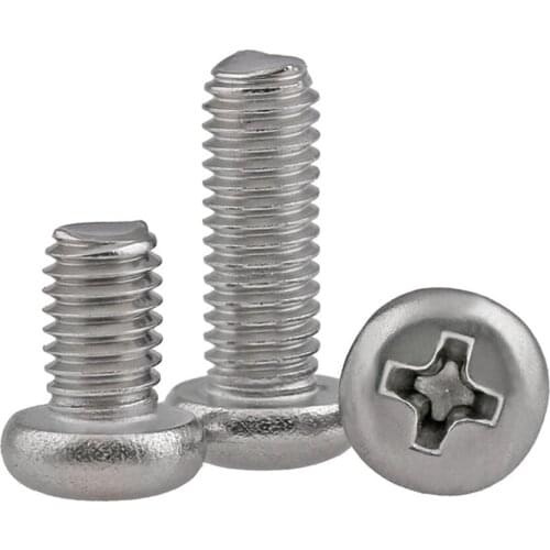 20/50Pcs M2 M2.5 M3 M4 GB818 304 Stainless Steel Cross Recessed Pan Head PM Screws Phillips Screws Length 3-80mm